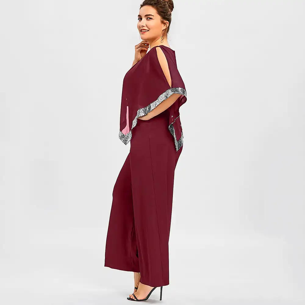 high waist round neck chiffon overlay black jumpsuit