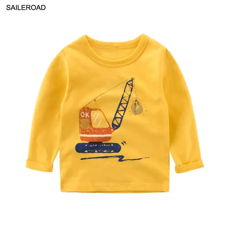 SAILEROAD/Новые весенне-осенние детские футболки с длинными рукавами для детей 2-9 лет, хлопковые топы для мальчиков и девочек, футболки для подростков