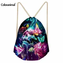 Coloranimal 3D череп цветочный модный дизайн для женщин и мужчин Drawstring Рюкзак маленькая струна фитнес йога обувь мешок сумка для женщин