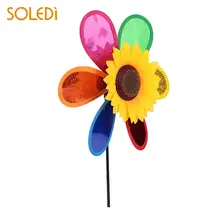 Kleurrijke украшение ветряная мельница в виде подсолнечника ветряной Спиннер Windmolen Pinwheel 3D Красочные садовые вечерние Tuin Yard Decoratie Zonnebloem
