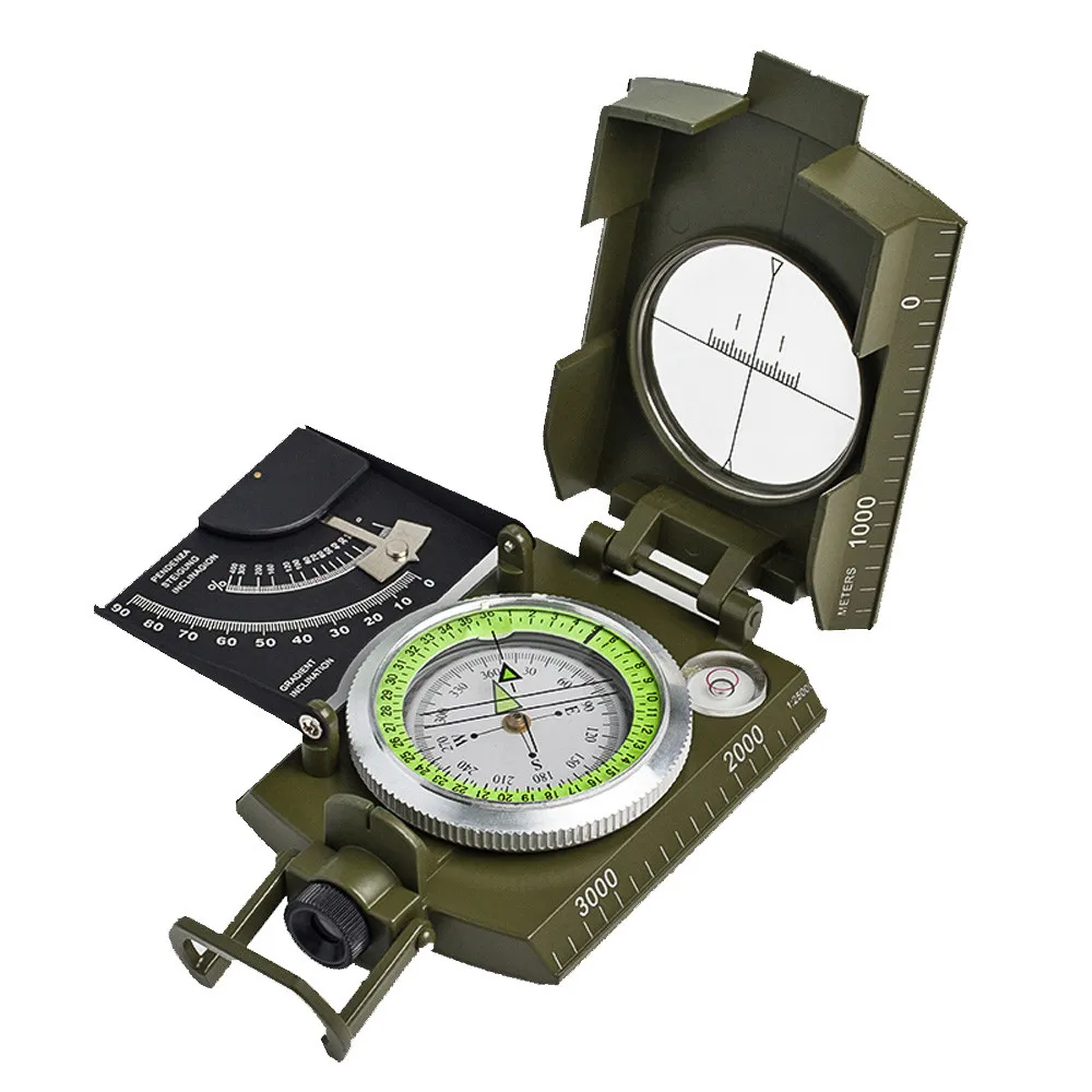 Армейский зеленый профессиональный военный Карманный металлический Прицельный компас Клинометр для походов и кемпинга, многофункциональный# Zer