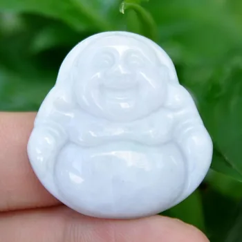 

certified Natural "Grade A" Light green Jadeite Jade Pendant ~Maitreya Buddha