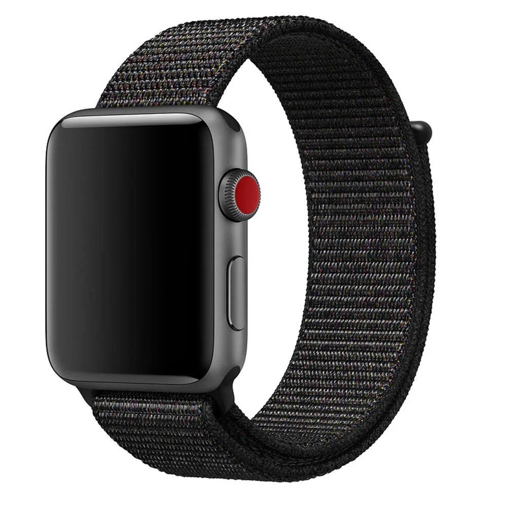 Black red dots Красный тканый нейлоновый спортивный ремешок для Apple Watch серии 5, 4, 44 мм, 40 мм, ремешок для наручных часов, браслет для Apple watch 42 мм, 38 мм, 3, 2 - Цвет ремешка: Black red dots