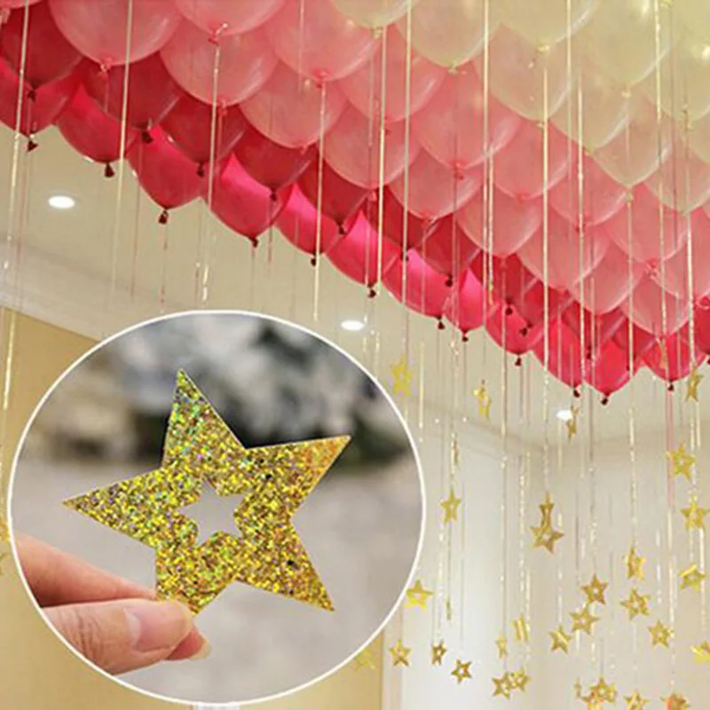 100 шт Bling блестящие конфетти в виде звезд картон карты день рождения подвеска в виде шара ленты Свадебные шары для украшения вечерние принадлежности