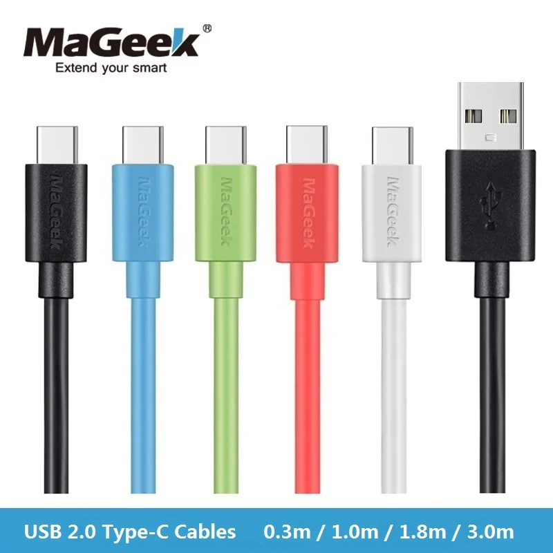 

MaGeek USB Type-C Cable 0.3m 1m 1.8m 3.0m Fast Charge Mobile Phone Cables USB-C 2.0 Cable for Samsung S8,Huawei P9,Xiaomi