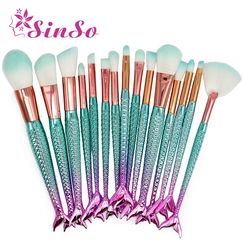

SinSo Mermaid Makeup Brushes Set Professional Make Up Brushes Tools Powder Foundation Blush Eyeshadow Beauty Cosmetics Brush Kit