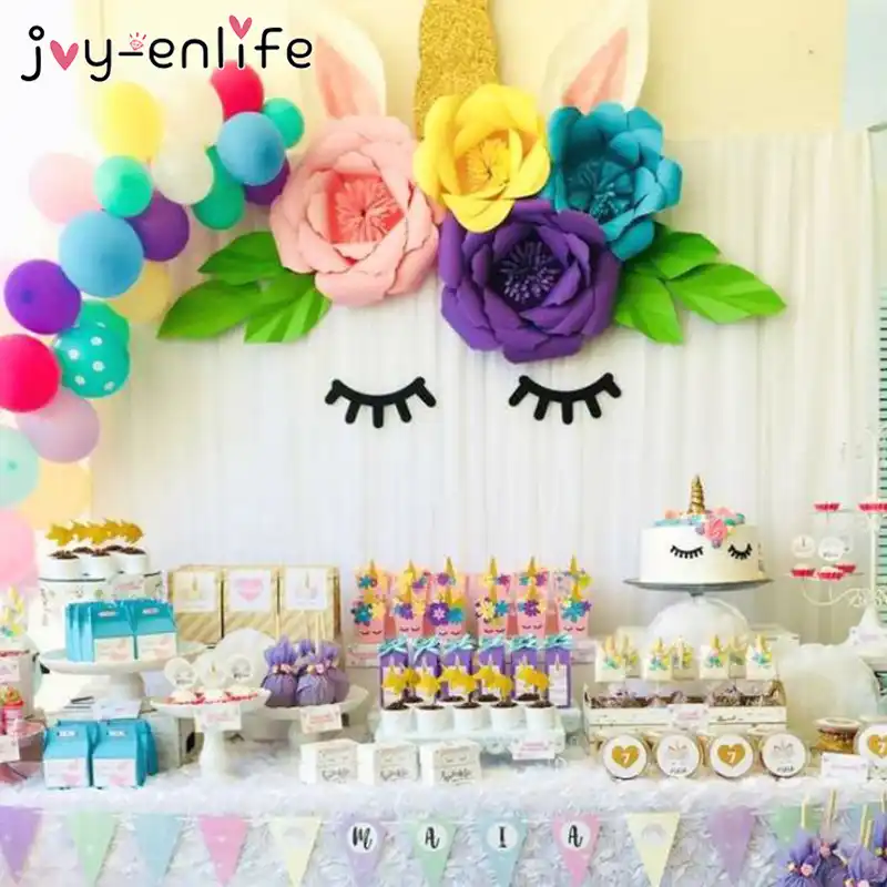 Decoracion De Fiesta De Unicornio Diy Flores De Papel 1st Cumpleanos