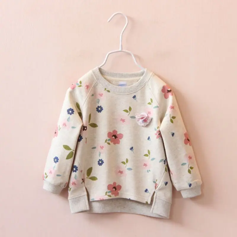 

Kids Floral Printing Round Collar Blouses Pullover Baby Girl Spring Autumn Long Sleeve Sweatshirt Toddler Warm Top