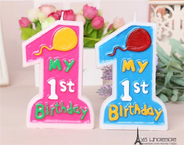 My 1st Birthday Candles Pink and Blue - Front 1