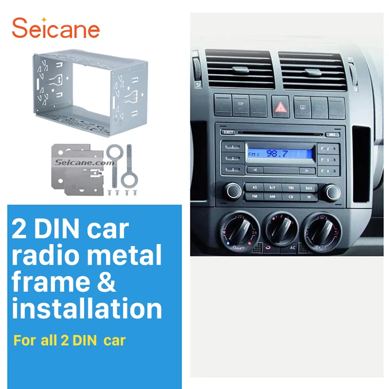 Baratos Seicane de 2Din Radio de coche de Fascia Panel de instrumentos para reproductor de DVD Universal estéreo instalación montaje Trim kit de montaje kit de