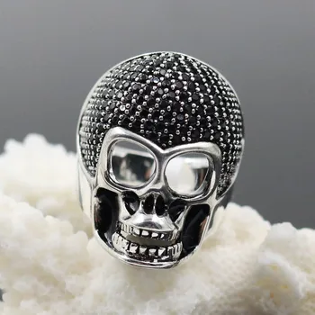 

Trendy Black Cubic Zirconia Skull Skeleton Ring Glam Cool Men Jewelry Silver Color Sporty Untuk Wanita Bijoux Hidup Hadiah Dalam