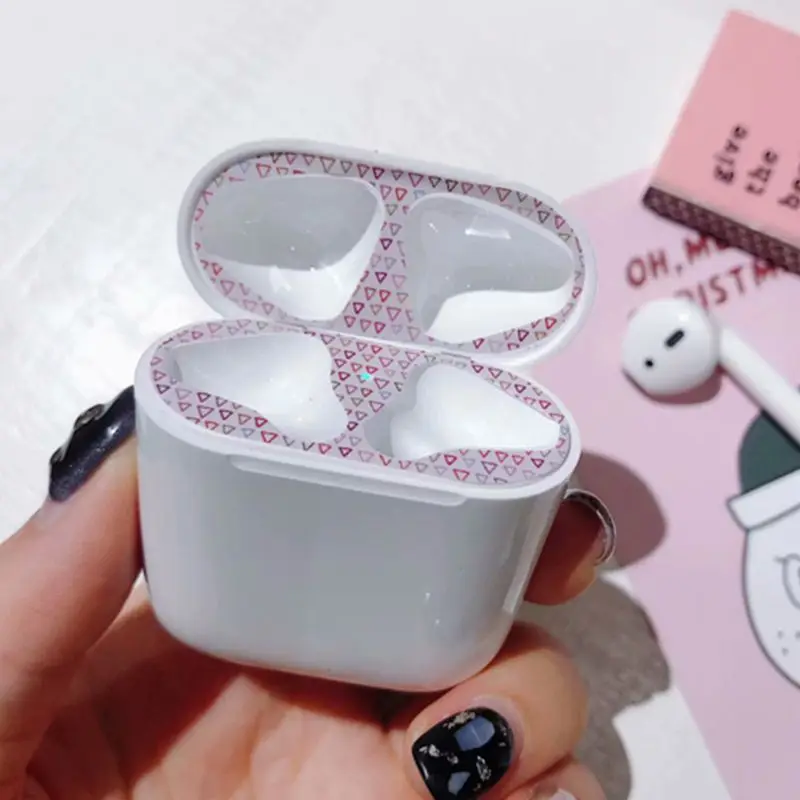 

4Pairs Protective Sticker Case Skin Dust-proof Dust Guard for Apple Airpods Earphones Charging Box