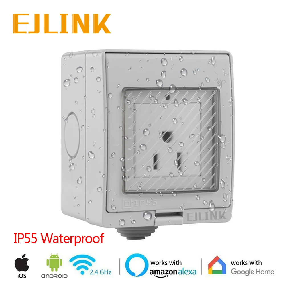 EJLINK Wifi штепсельная розетка IP55 Водонепроницаемый умная Ewelink дистанционного