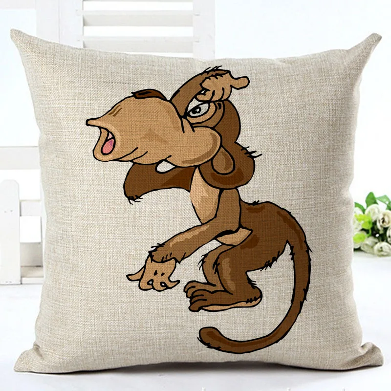 Animal Lonely Monkey Linen Cotton Blend Cushion Cover Home Office Sofa