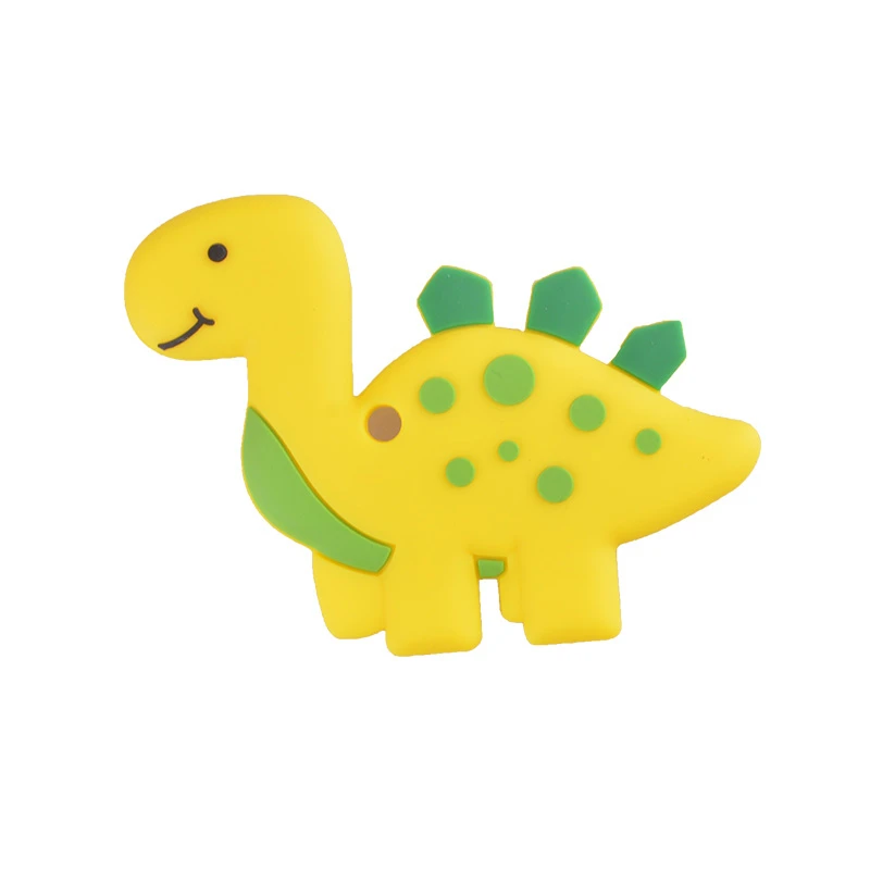 10 шт., для пищевых продуктов детский Силиконовый грызунок динозавр формы BPA Бесплатно Детские Прорезыватели для зубов медсестра силиконовая игрушка продукт детский браслет - Цвет: Цвет: желтый