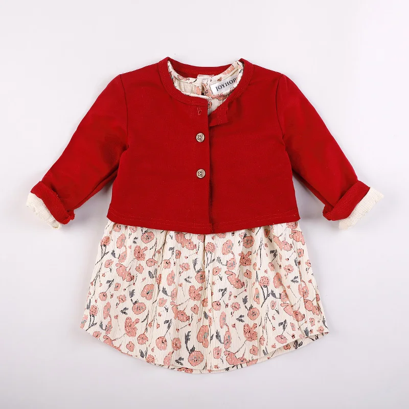 

Baby Girls Clothing Sets 2PCS( floral prints Dress+Knitted Jacket)Kids Clothes Girls Outfit Spring Children Set Tracksuit