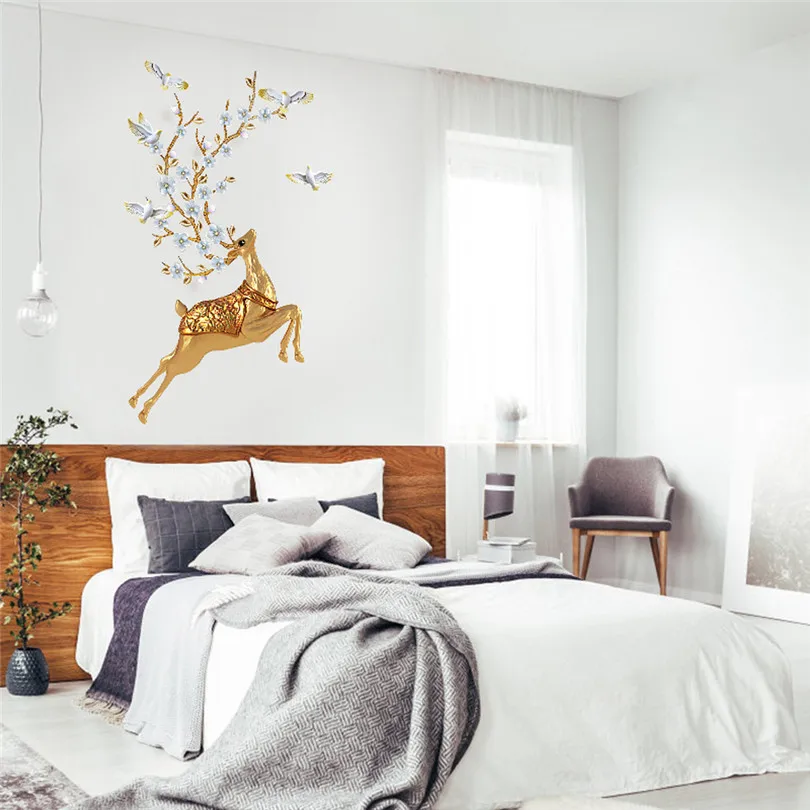 Wall Sticker Long Deer Home Decoration New DIY Family Home Wall Sticker Removable Mural Decals Vinyl Art Room Decor  (4)