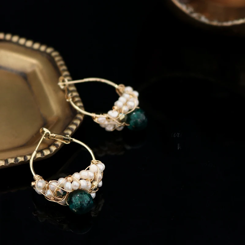 

2019 New Vintage Fine Handmade Geometric Irregular Natural Pearl Drop Earrings Party Wedding Accessories for Women