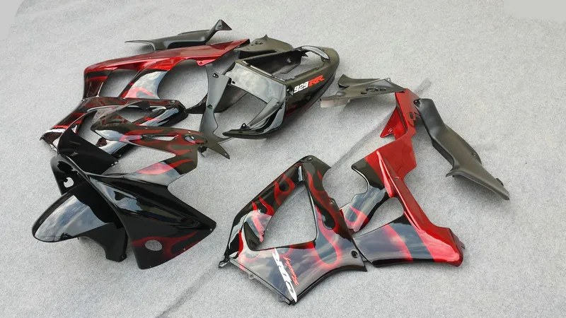 Мотоциклетный вставной обтекатель комплект для HONDA CBR900RR 929 00 01 CBR 900RR 2000 2001 ABS корпус с красным пламенем Обтекатели набор+ подарки HF27