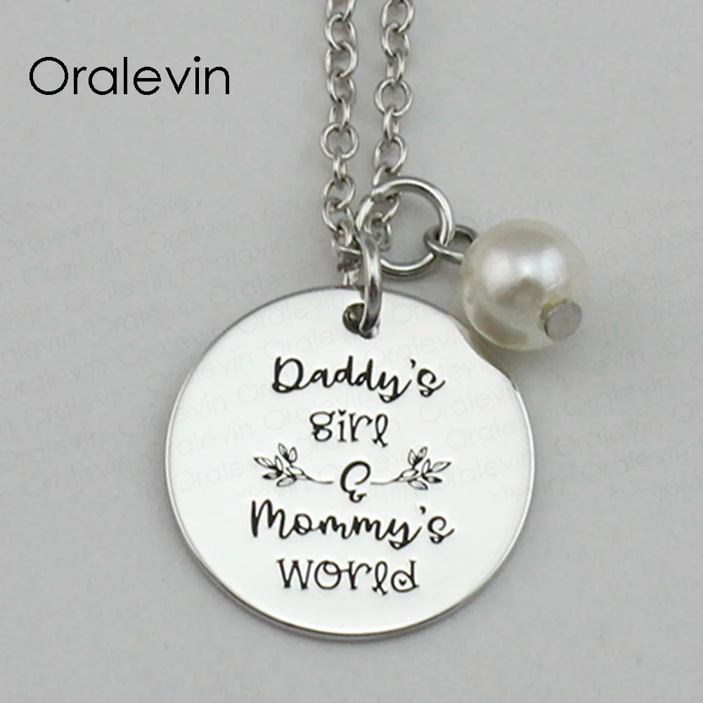 DADDY'S GIRL MOMMY'S WORLD Inspirational Hand Stamped Engraved Custom