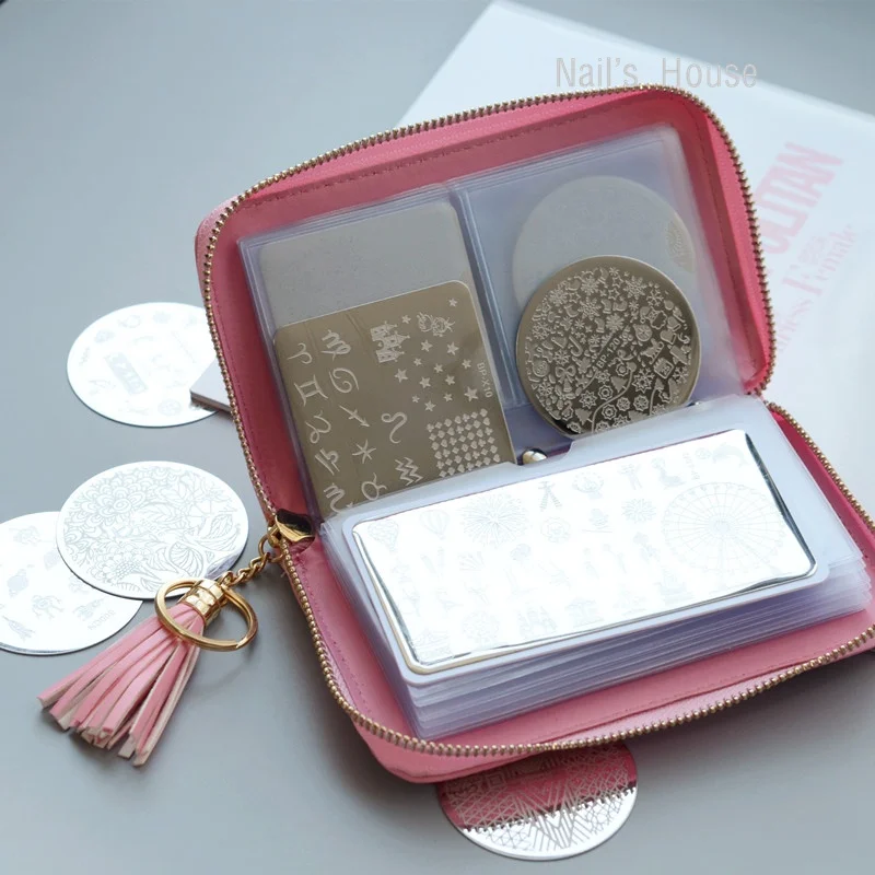 Discount !! BORN PRETTY 24 Slots Pink Nail Stamping Plate Holder Case
