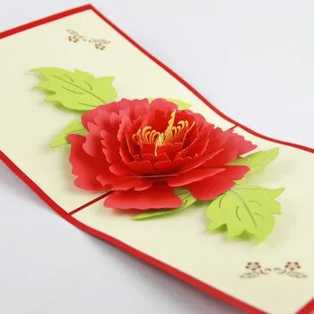

Qubiclife 3D hollow creative peony Luoyang tourism handmade cards