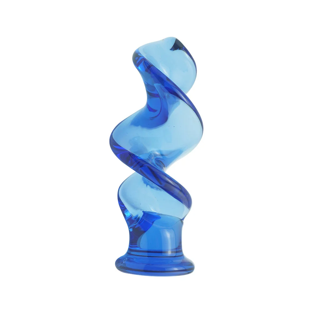 New hot blue head pyrex crystal wave glass anal butt plug beads font b dildo b