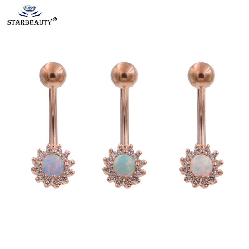 Rose Gold Navel Piercing Sex Fire Opal Rings Surgical Steel Barbell 1 6 10 5 8mm Belly Button Ring Body Jewelry Drop Shipping Body Jewelry Aliexpress