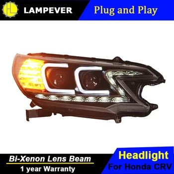

Lampever For Honda CRV CR-V Led Headlights 2012-2014 Head Lamp Double C Angel eye led DRL front light Bi-Xenon Lens xenon