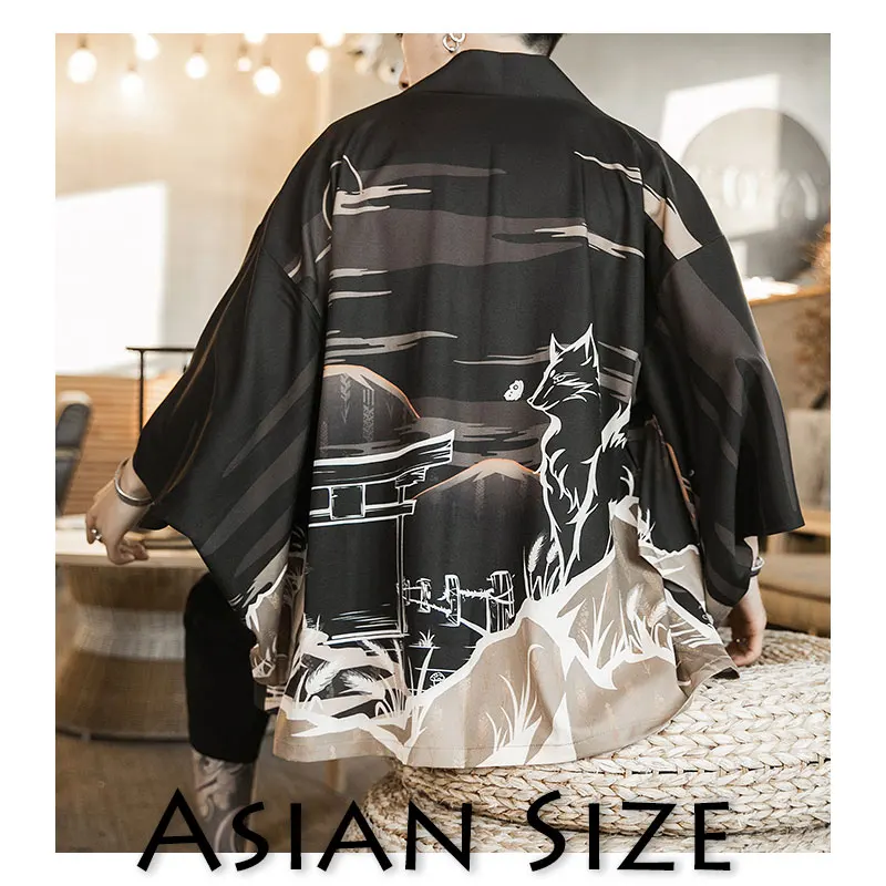 Sinicism Store Summer Men Style Jackets Man 2019 Casual Kimono Streetwear Mens Jackets Print Male Fashion Open Stitch Jacket 5XL