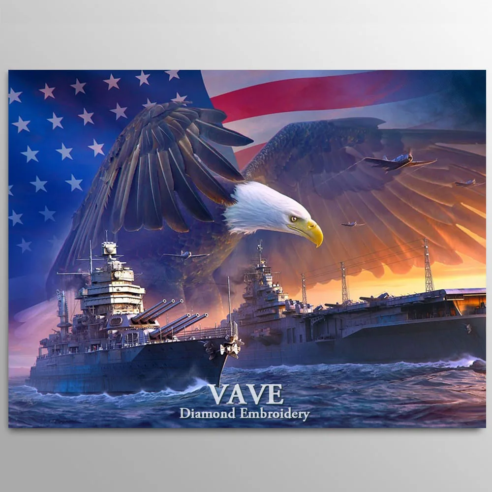 

VAVE Diamond Painting Cross Stitch Eagle Ship Full Square Picture of Rhinestone Drill DIY Diamond Mosaic Diamond Embroidery Sale