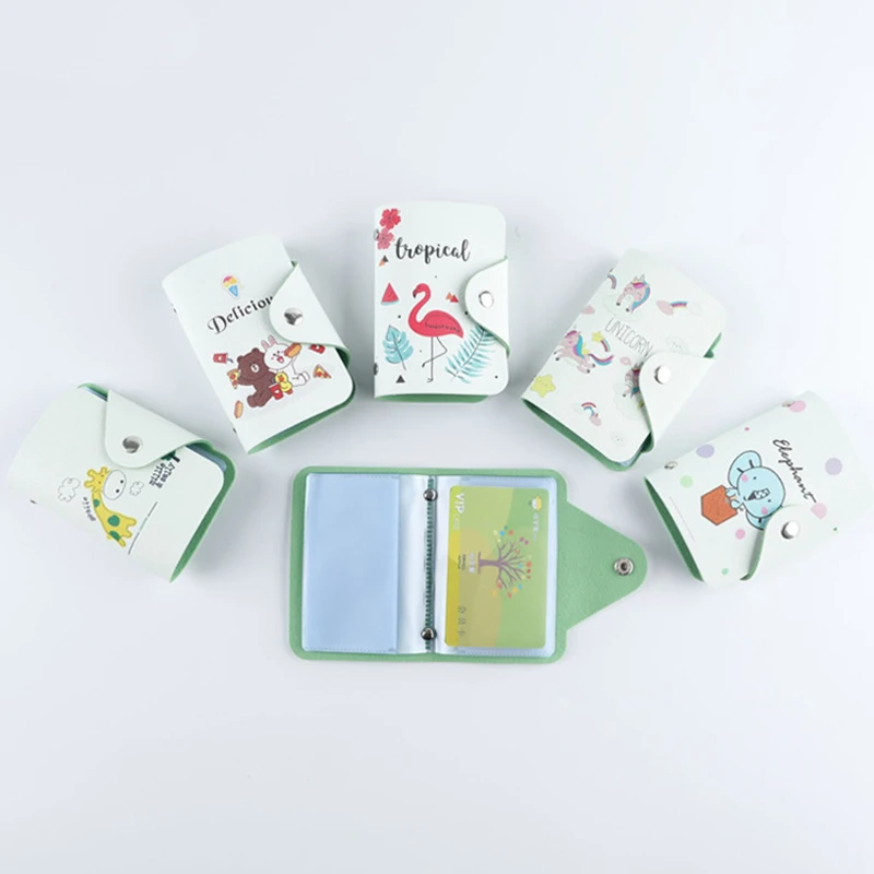 

Cartoon Animal Card ID Holders Travel Small Bank Bus Credit Holder Chain Case Kawaii Keyring Key High Capacity Women Girl Wallet