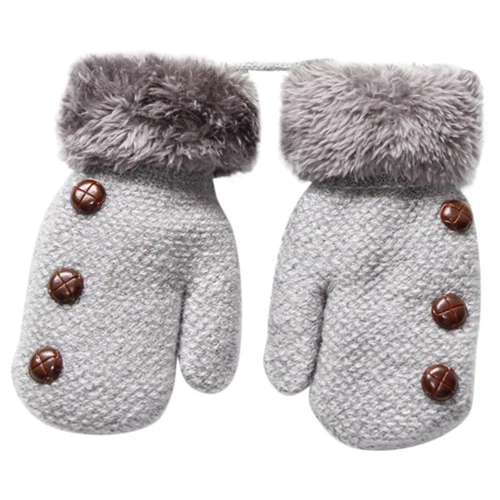 Теплые плюшевые и бархатные перчатки на осень и зиму для маленьких девочек и мальчиков, теплые вязаные варежки gai0509