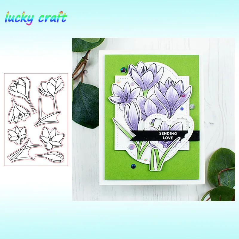 

Luck YCraft Crocus Flowers Clear Stamp and Metal Cutting Dies for DIY Scrapbook Album Paper Card Decorative Craft DIES 2019