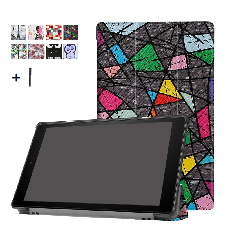 Для Amazon Kindle Fire HD 10 2017 чехол для планшета смарт-печать Флип кожаный подставка Fundas +