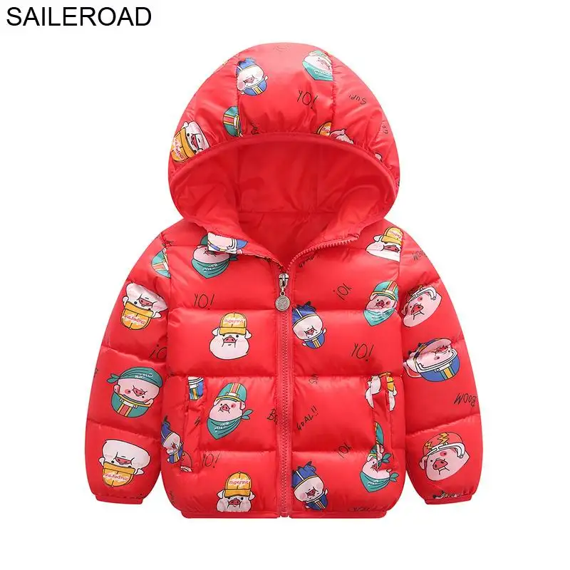 128/5000 SAILEROAD Животное Динозавр Pattern Baby Boy Зимние Куртки Пальто Little Boys Капюшон Пальто для детей Parka Winter Детская Одежда