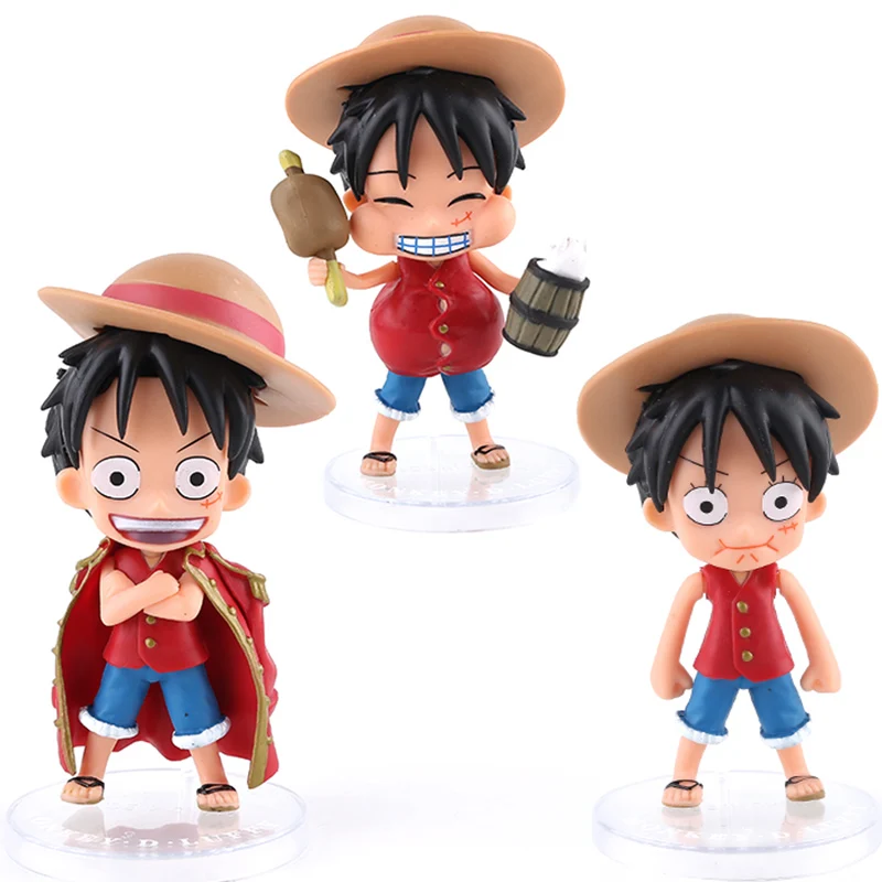One Piece Luffy 3pcs/set Mini Action Figures 1/10 scale painted figure