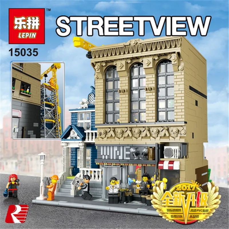 

Lepin 15035 Genuine Streetsight MOC Series 2841Pcs The Bars and Financial Companies Set Building Blocks Bricks Educational Toys
