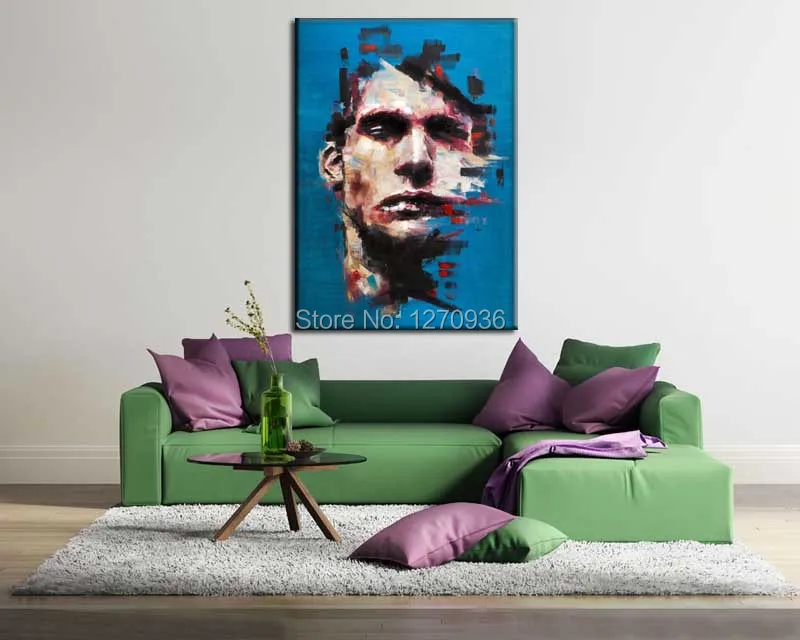 

Famous Painter Handamde Modern Male Portraiture Oil Painting on Canvas Awesome Boy Face Painting Designer for Home Decor