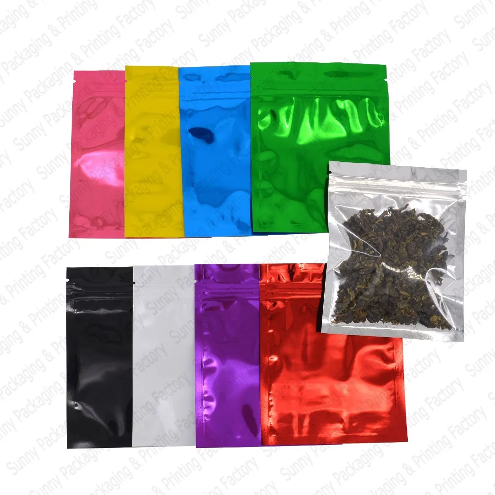 

100 pcs 10.2x12.7 cm (4''x5'') Colorful and Clear Foil Zip lock Pouches,Transparent and Color Zip lock Bags Food Storage Bags