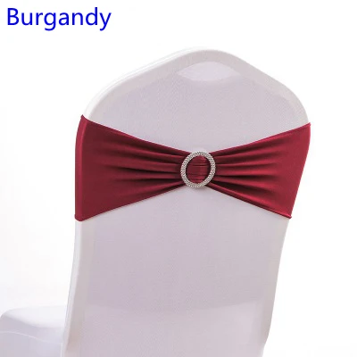 BURGANDY 32 цвета спандекс стул створки ленты для свадебных стульев с круглой пряжкой лайкра стрейч створки для стула повязка из спандекса Универсальный - Цвет: BURGANDY