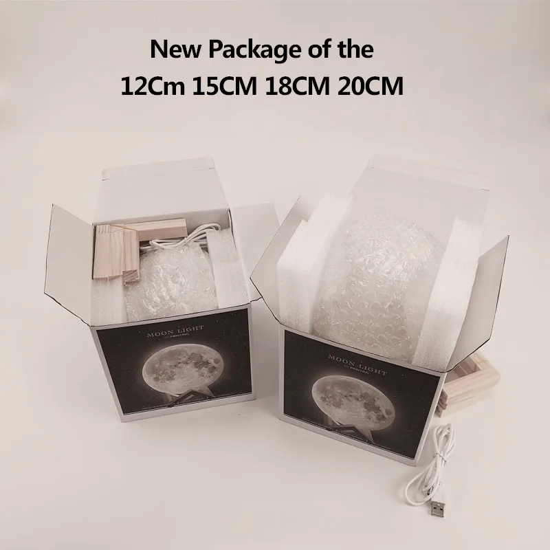 قابلة للشحن 3D طباعة مصباح قمري 2 اللون تغيير اللمس التبديل نوم خزانة ليلة ضوء ديكور المنزل الإبداعية هدية