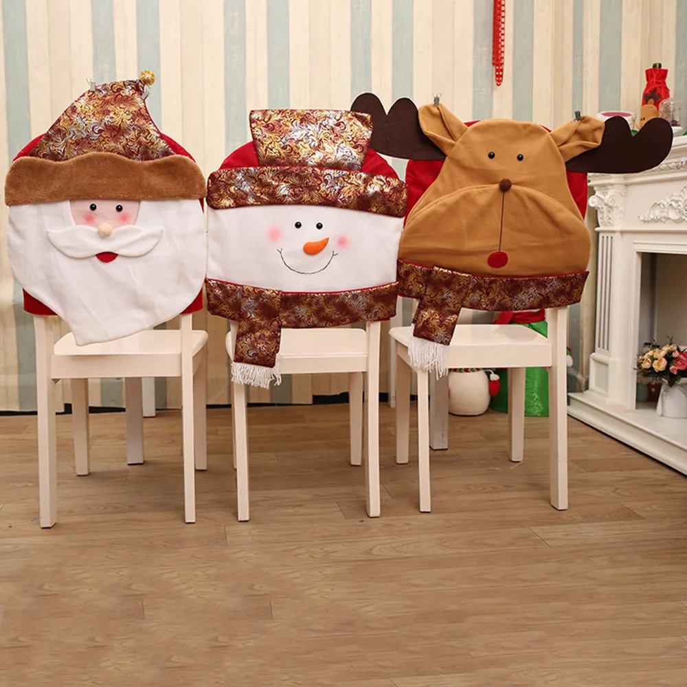 

Christmas Santa Colorful Face Chair Covers Set Chair Back Dinner Table Decor Create a Festive Touch Lasting Impression