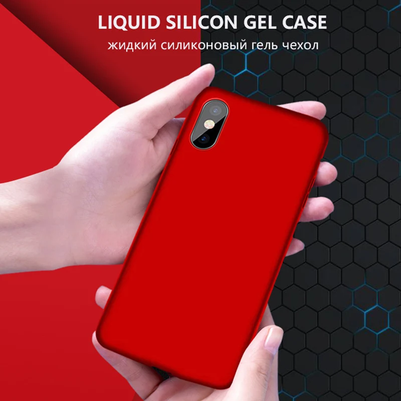 

Original Liquid Silicone Gel Phone Case For iPhone 7 6 6S Plus 8 Plus Case For iPhone XS MAS XR X Soft Shockproof Full Cover