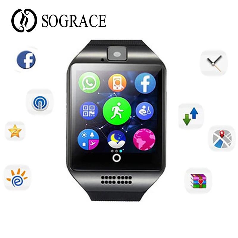 Спортивные Носимых устройств Q18 Смарт часы с Камера Bluetooth наручные часы sim-карта TF Smartwatch для IOS Android samsung