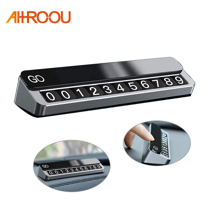 

AHHROOU Car Temporary Parking Card Phone Holder Luminous Phone Number Plate Auto Stickers Drawer Style Car-Styling Rocker Switch