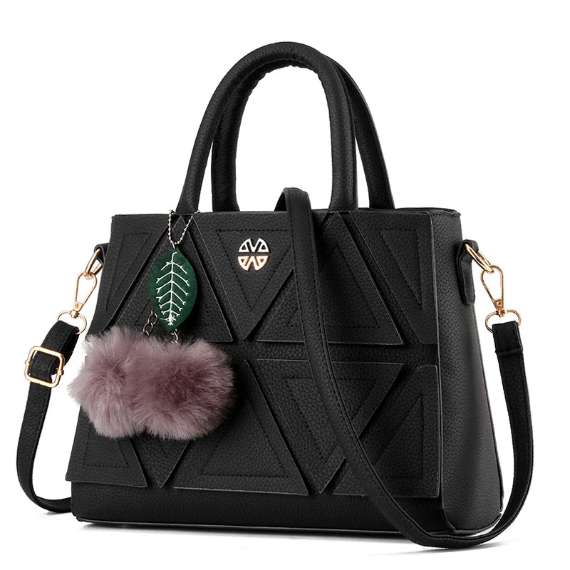 

Fashion Black Appliques PU Casual OL Office Gril Women Lady One Shoulder Bags Totes