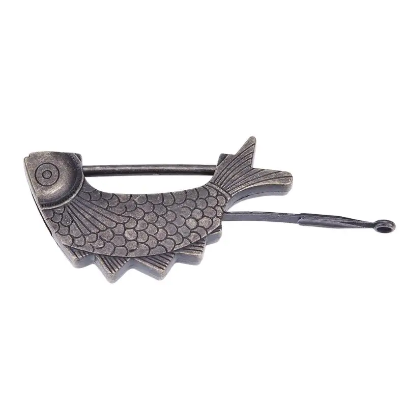 

New Vintage Retro Fish Head Lock with Key for Cabinet Door Jewelry Box Decoration Lock Tools
