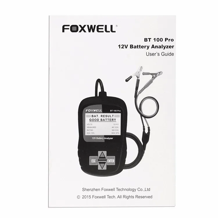 FOXWELL BT100 PRO 6 в 12 В автомобильный аккумулятор тест er для затопленного AGM гель 100 до 1100 CCA 200 AH Тест 6 в 12 Вольт Автомобильный анализатор