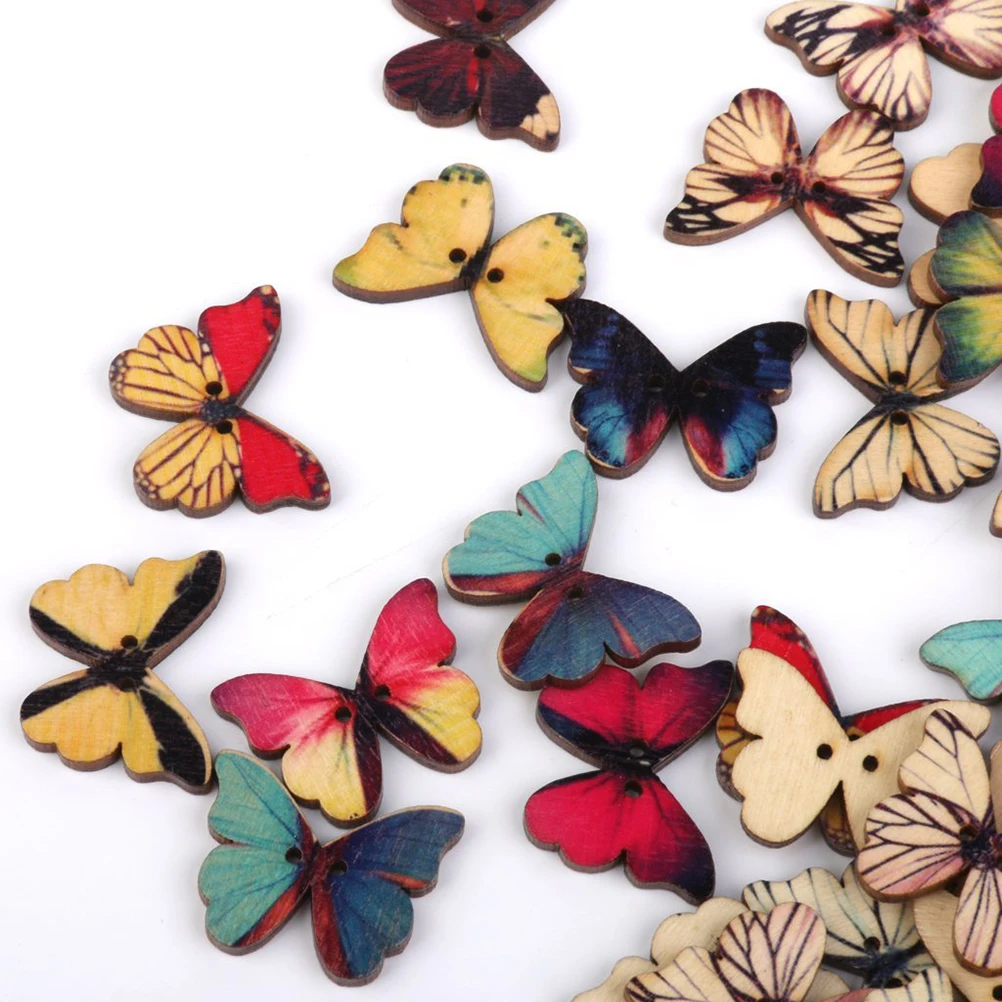 100 шт. деревянные пуговицы с 2 отверстиями|buttons for sewing|buttons buttonsbuttons scrapbooking |
